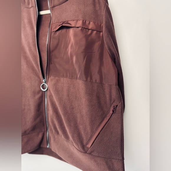 Alo Yoga soft lightweight fleece full zip large espresso athleisure cozy hoodie - Picture 6 of 13